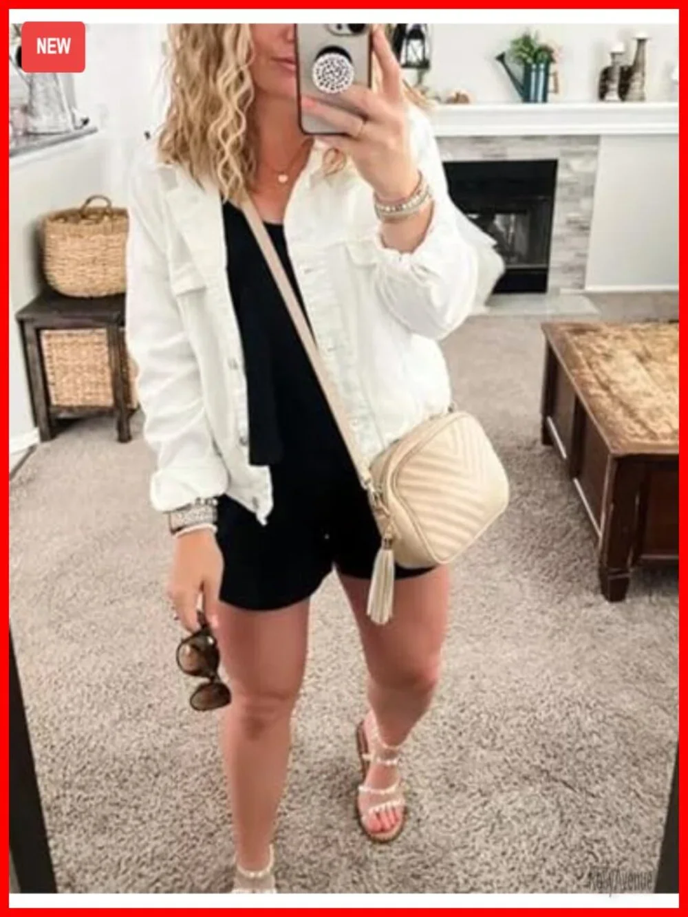Women's Oversized Denim Jacket Long Sleeve Button Front Jean Coat